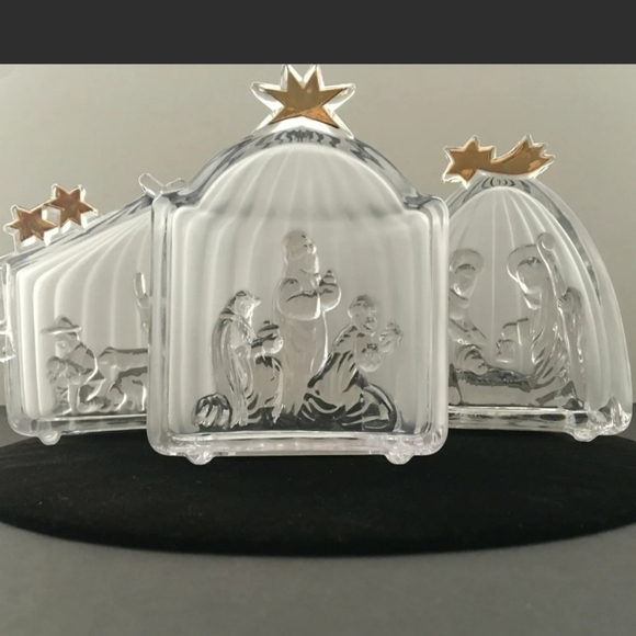 VINTAGE Mikasa crystal 3 pieces Nativity scene - Picture 1 of 4